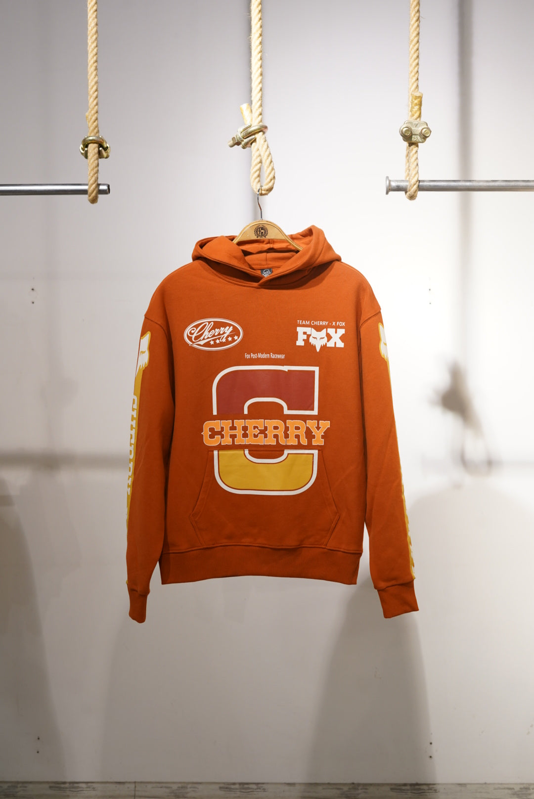 Cherry Fox Turuncu Baskılı Motorcu Sweatshirt